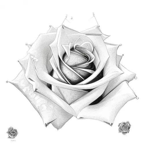 rose with ram animal and rosary tattoo design idea