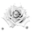 rose with ram animal and rosary tattoo design idea