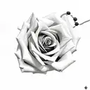 rose with ram animal and rosary tattoo design idea