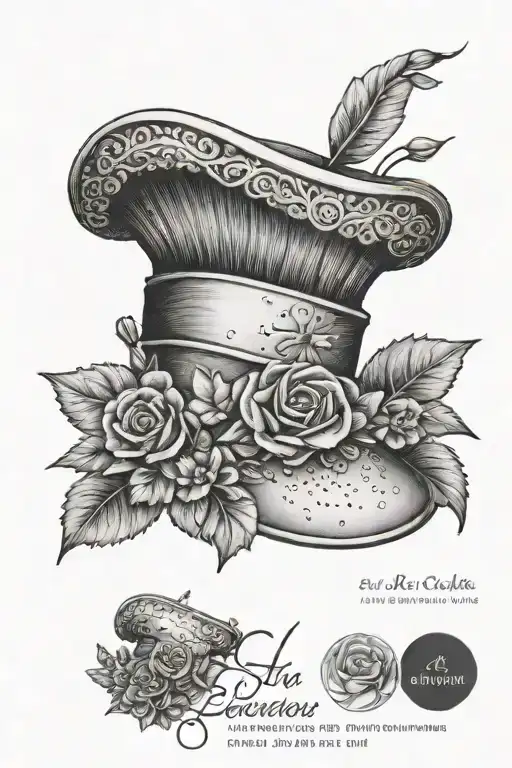 A dotwork tattoo of a nurse's cap adorned with intricate floral designs, symbolizing the client's dedication to their occupation and their love for all things creative tattoo design idea