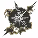 The word "wayward" surrounded by andromeda galaxy branching off the "y" in the word tattoo design idea