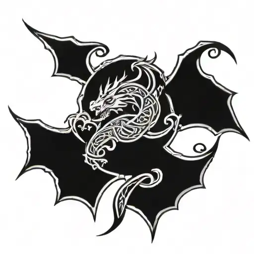 Design Description:  Main Elements:  A Celtic dragon on one side, featuring intricate knotwork and traditional Celtic pa tattoo design idea