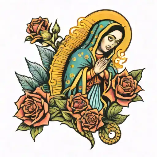 virgen de guadalupe with the last name carrete tattoo design idea