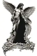 nephilim with wings pointing towrads the sky   one wing  demon one wing angel  tattoo design idea