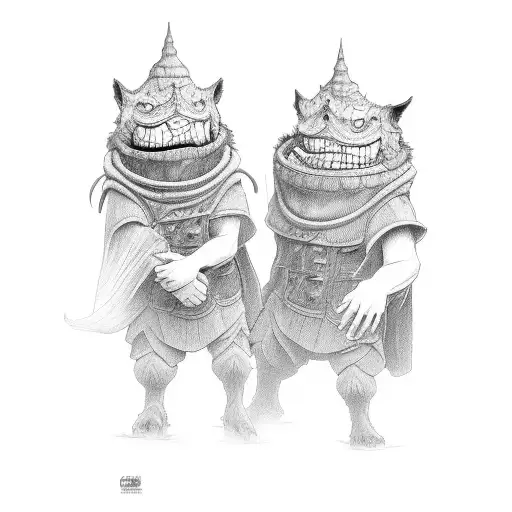 Caska and Guts sharing a tender moment tattoo design idea