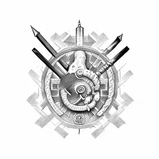 Guts battling against the God Hand tattoo design idea