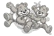 sylvester and care bears floating tattoo design idea