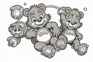 sylvester and care bears floating tattoo design idea