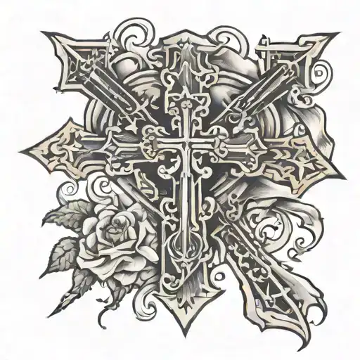cross, heart, psalm 22 combined tattoo design idea