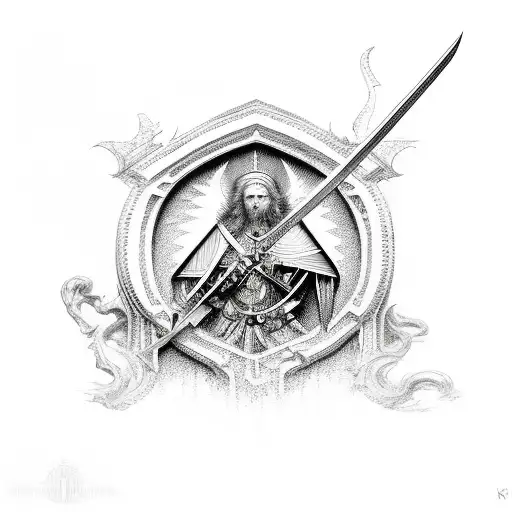 st michael sword tattoo design idea