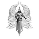 st michael sword one angel wing tattoo design idea