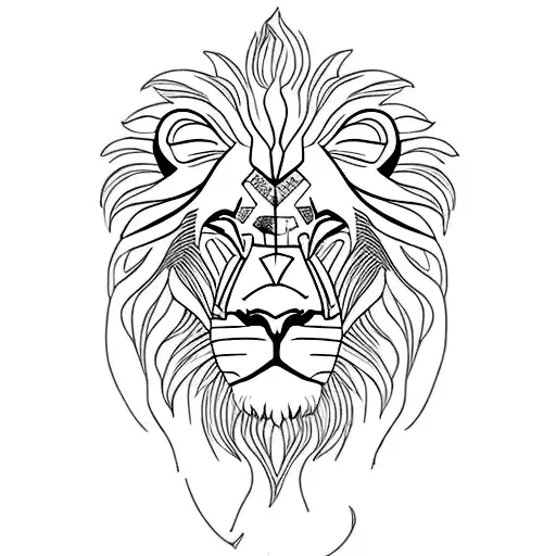 Lion half face with writtent into th design Léon tattoo design idea