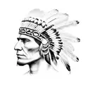 Air force chief's insignia incorporated into a Native American headdress tattoo design idea