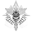 Air force chief's insignia incorporated into a Native American headdress tattoo design idea