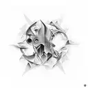 Darkness and abstract art fusion tattoo design idea