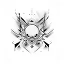 Darkness and abstract art fusion tattoo design idea