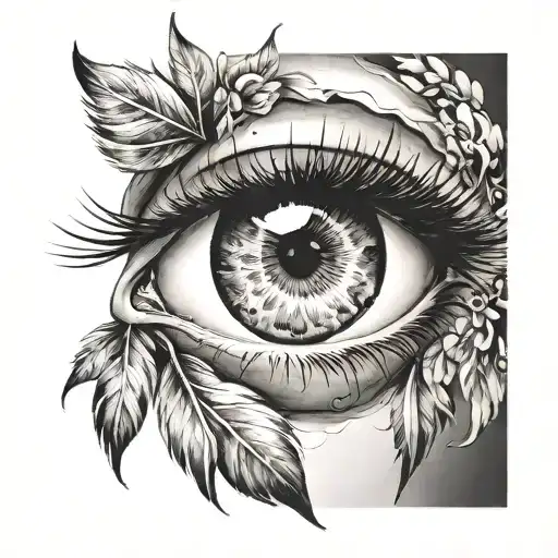Can you design a custom full sleeve tattoo that has an eye with eyelashes 😍 and below that design u tattoo design idea
