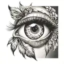 Can you design a custom full sleeve tattoo that has an eye with eyelashes 😍 and below that design u tattoo design idea