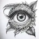 Can you design a custom full sleeve tattoo that has an eye with eyelashes 😍 and below that design u tattoo design idea