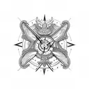 dragon mountains Road compass maps  tattoo design idea