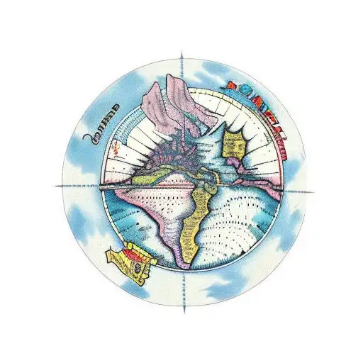 full arm tattoo that incorporates map of panama with nautical themes tattoo design idea