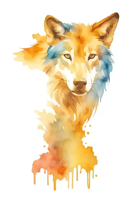 blue grey wolf face emerging tattoo design idea