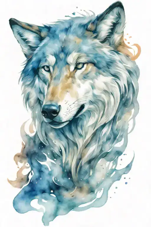 blue grey wolf face emerging victoriously from the ashes tattoo design idea