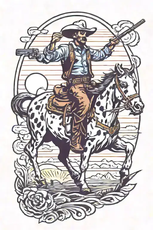 Highway 59, Texas, cattle, oil rigs, or a cowboy riding into the sunset tattoo design idea