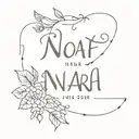 NAMES - NOAH AND NARA tattoo design idea