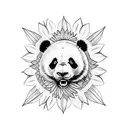 panda with sunflower  tattoo design idea