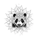 panda with sunflower  tattoo design idea