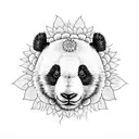 panda with sunflower  tattoo design idea