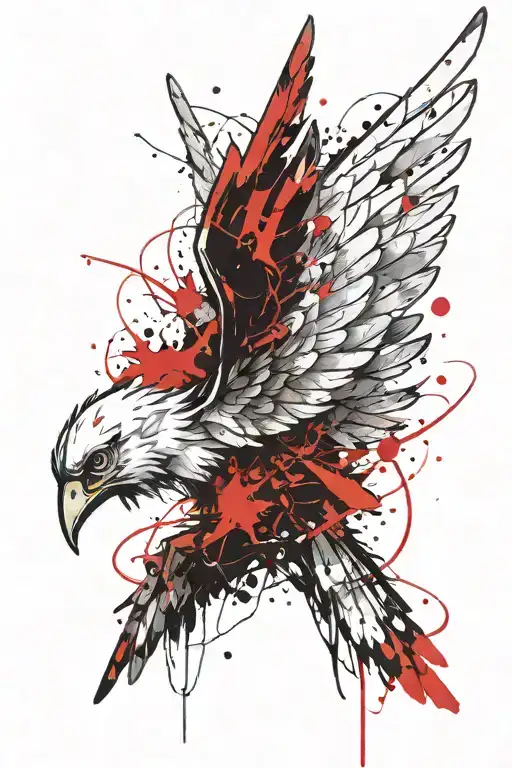aggressive angel wings spread wide tattoo design idea