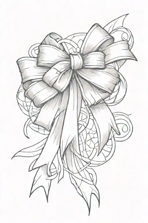 bow with criss cross ribbon going down  tattoo design idea