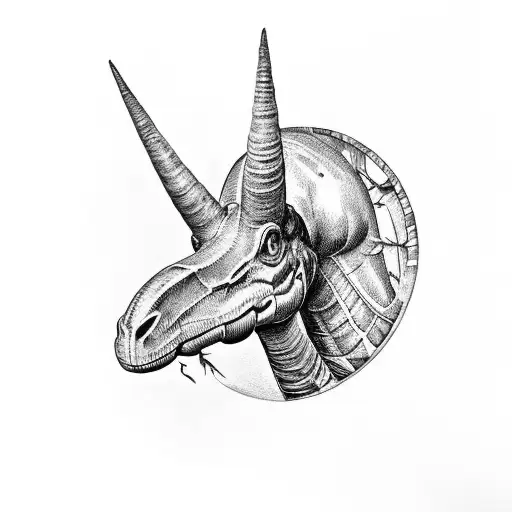 Parasaurolophus skull with cycads tattoo design idea