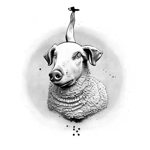 Pink Floyd, dog, sheep, pig tattoo design idea