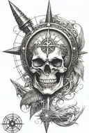 skull viking compass tattoo design idea