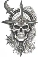 skull viking compass tattoo design idea