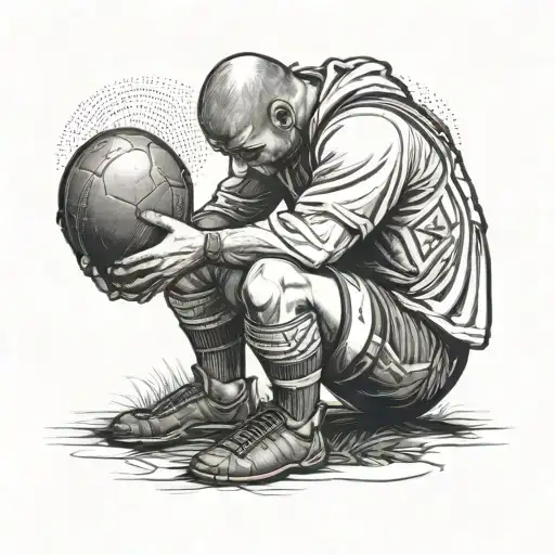 A Gaelic football player kneeling in prayer, showcasing the client's devotion to Catholicism and athletics tattoo design idea