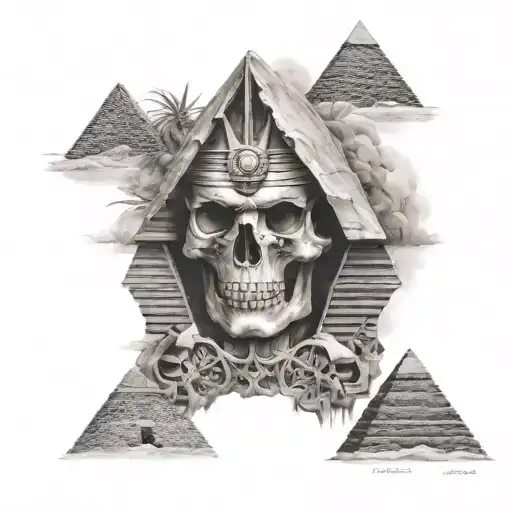 skull egypt gods pyramids underneath There tattoo design idea