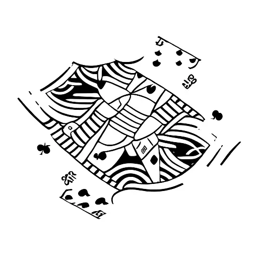 cursive house with deck of cards tattoo design idea