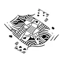 cursive house with deck of cards tattoo design idea
