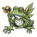frog smoking pipe on marijuana leaf tattoo design idea