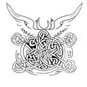 Viking Celtic bindrunes symbolizing strength and rebirth and a phoenix  tattoo design idea