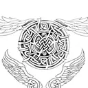 Viking Celtic bindrunes symbolizing strength and rebirth and a phoenix  tattoo design idea