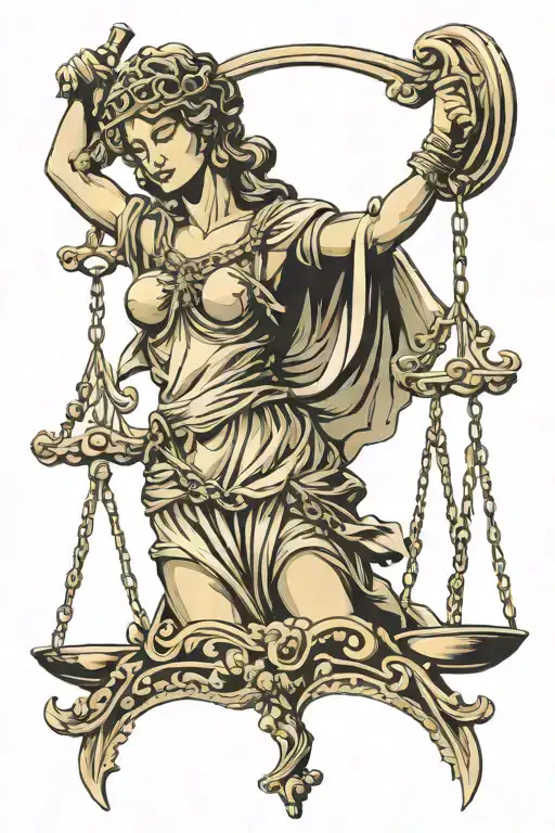 lady justice blindfolded tattoo design idea