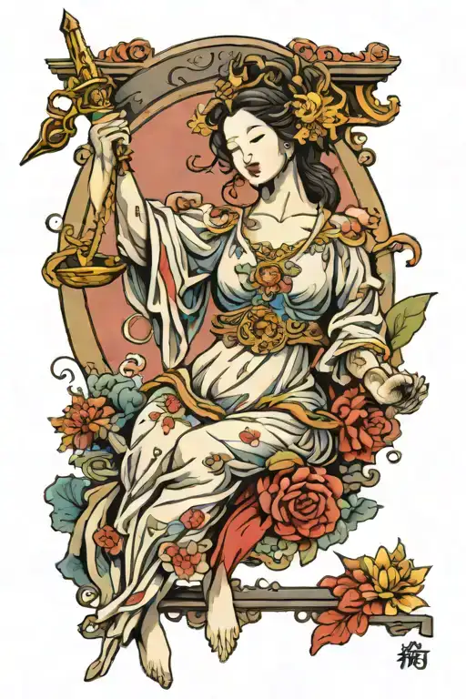 lady justice tattoo design idea