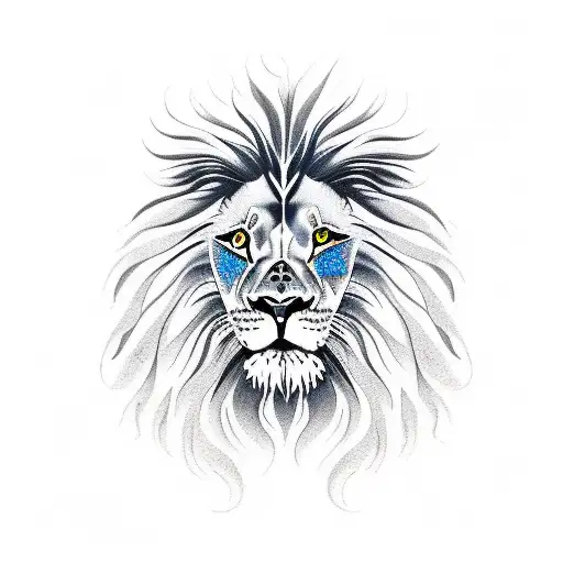 lion with blue eyes tattoo design idea