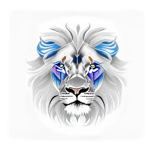 lion with blue eyes tattoo design idea