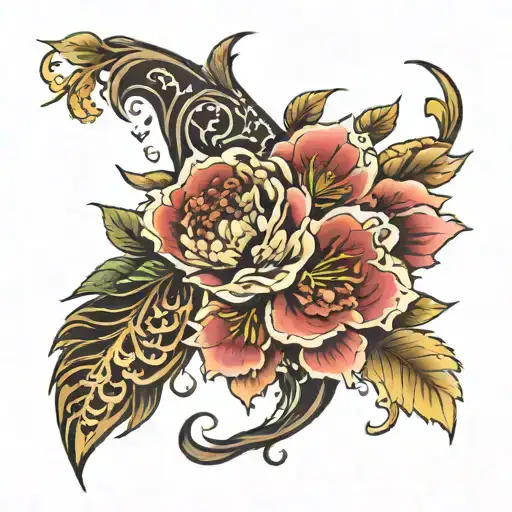 japanese floral sleeve tattoo design idea